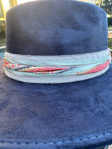 Navy rancher with multicolored ribbons