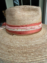 Oak hat with layered coral and florals