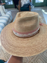 Oak hat with blush, florals, lace, beads