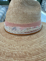 Oak hat with blush, florals, lace, beads