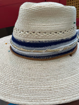 Light vented hat with navy blue, white, gold