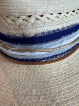 Light vented hat with navy blue, white, gold