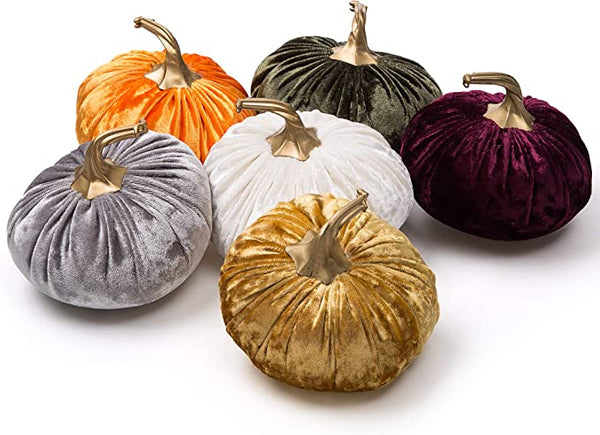 Ogrmar Set of 6 Pack Handmade Velvet Pumpkins