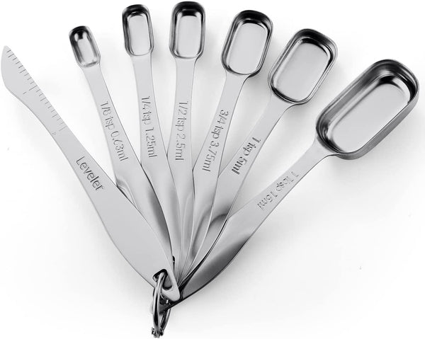 Spring Chef Heavy Duty Stainless Steel Metal Measuring Spoons for Dry or Liquid