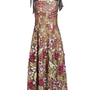 JOLIETTE FLORAL EMBROIDERED MIDI-DRESS | Joliette Floral Embroidered Midi-Dress