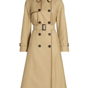 FAUX LEATHER TRIM TRENCH COAT | Faux Leather Trim Trench Coat