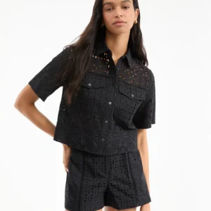 Spruce Eyelet Short-Sleeve Button-Down