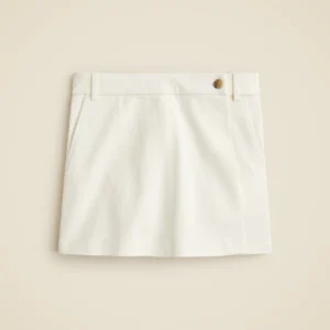 Wrap-front skort in bi-stretch cotton blend